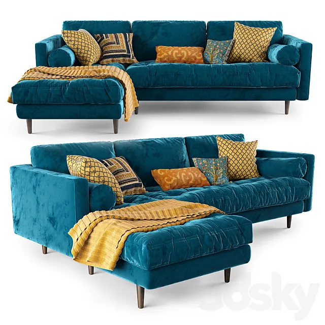 Article Sven Cascadia Blue Left Sectional Sofa 3DModel