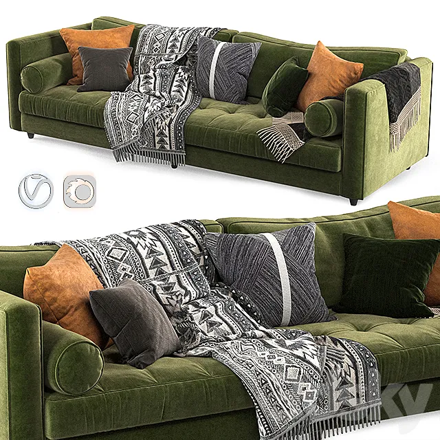 Article sven sofa Green-02 3D Model