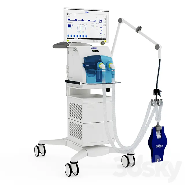 Artificial lung ventilator Dräger Evita V800 3D Model