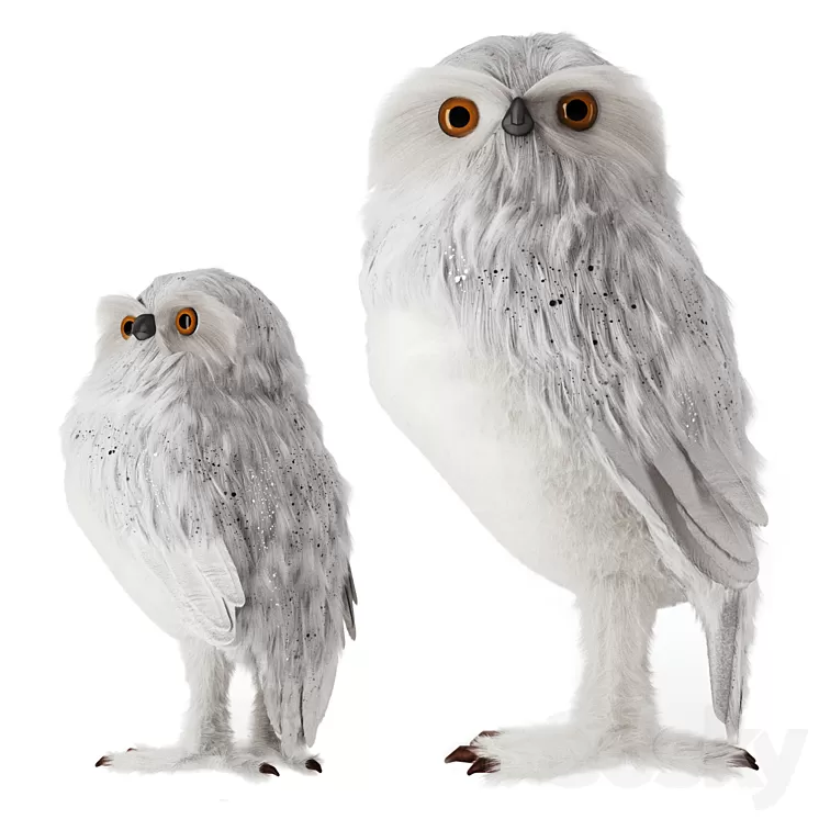 Artificial White Owl 3D Model