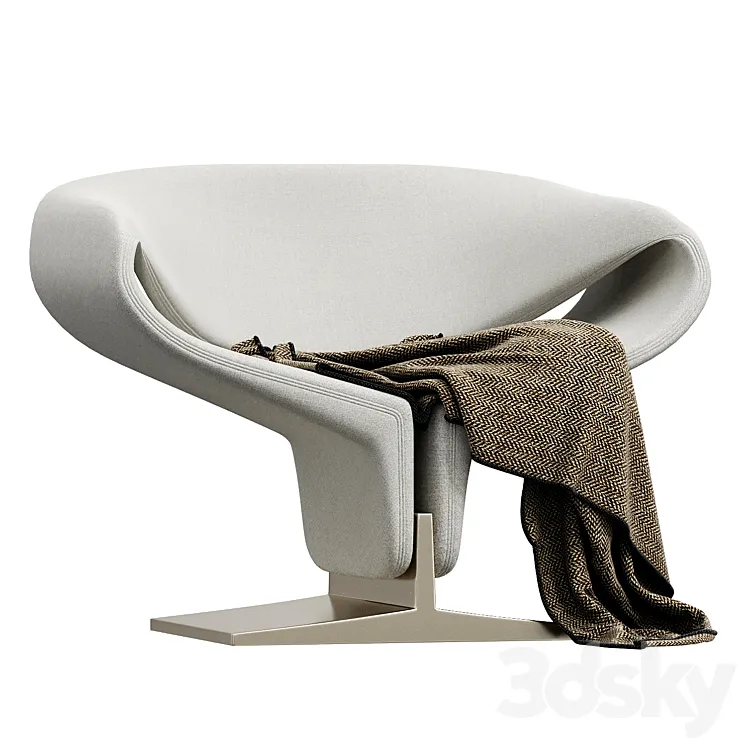 Artifort Ribbon Chair in White by Pierre Paulin 3D Model Free