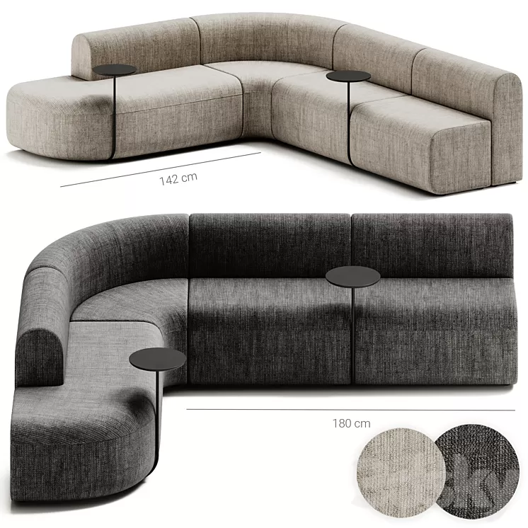 ARTIKO Sectional modular fabric sofa AT 16 by MDD 3D Model Free