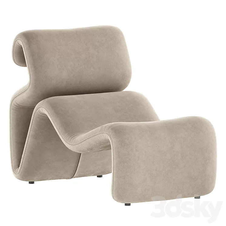 Artilleriet - Etcetera (Fabric Lounge Chair and Footstool) 3D Model