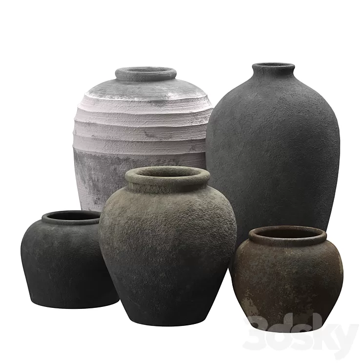 Artisan clay vases 3D Model Free