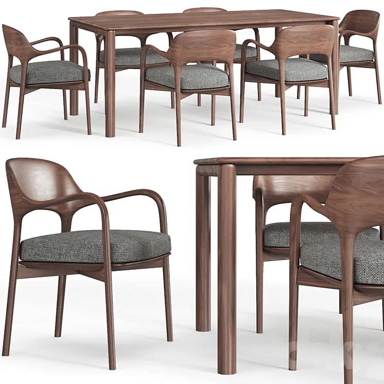Artisan Neva table and Porada Ella chair 3D Model Free Download