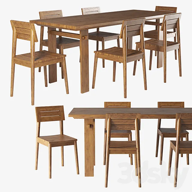 ARTISAN table and VINTAGE OUTDOOR chair 3D Model