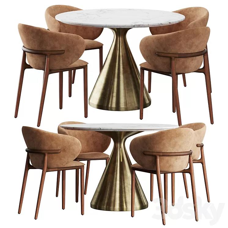 Artisan & West elm Silhouette dining set 3D Model