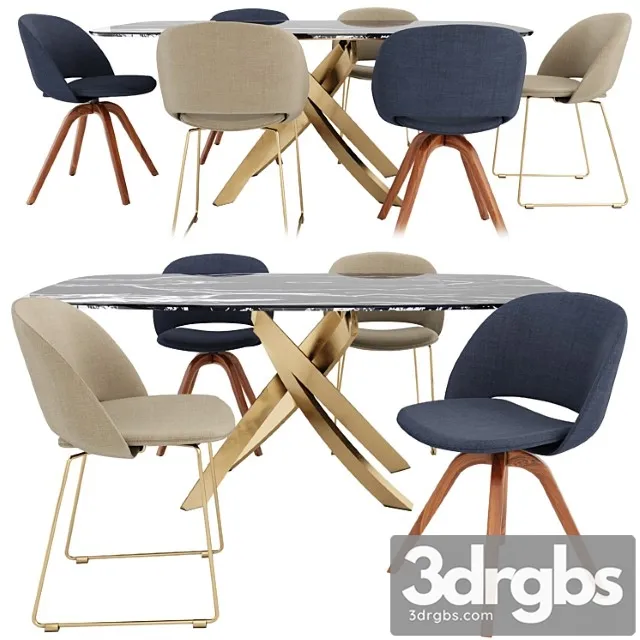 Artistico Table And Polo Covered Chair By Bontempi 3D Model Free