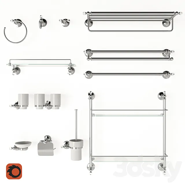 Art&Max Antic Crystal Chrome 3D Model