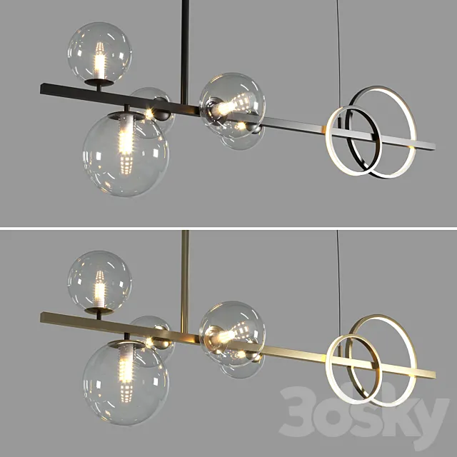 Artpad Modern European Glass Bubble Dining room Pendant Lights Black & gold 3D Model