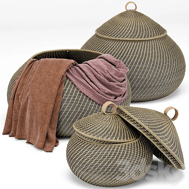 Arturo Global Bazaar Gray Rattan Weave Round Basket Free Download