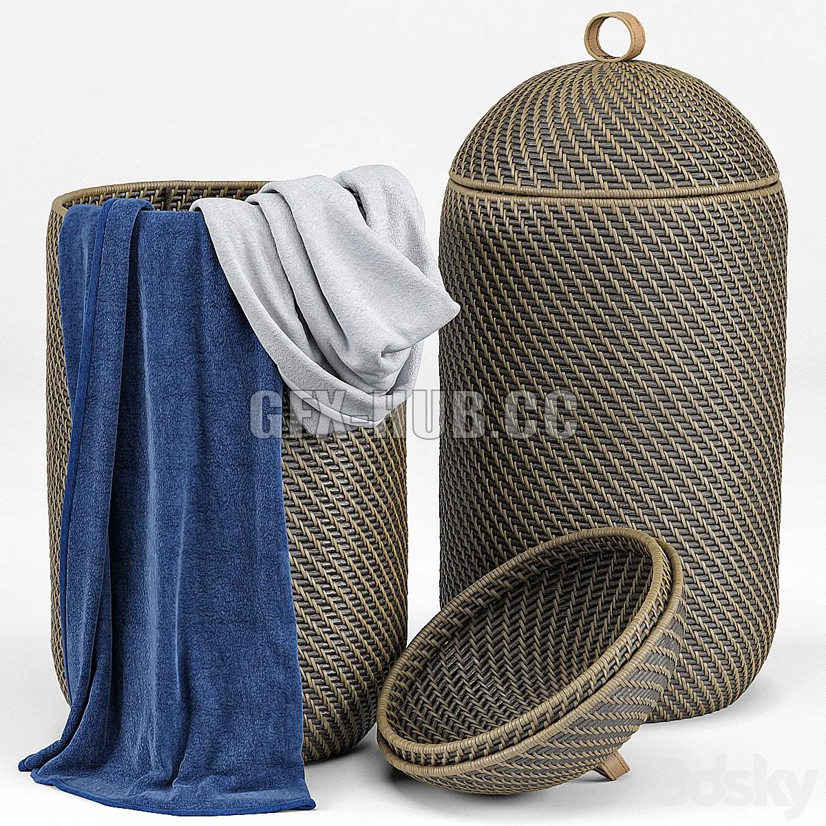 Arturo Global Bazaar Grey Rattan Weave Tall Basket 3D Model