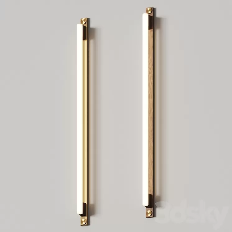 Asaf Weinbroom Linestra 110 Oak & Brass Wall Lamps 3D Model