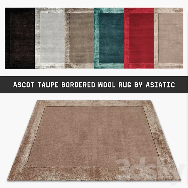 Ascot Taupe Bordered Wool Rug By Asiatic 3D Model