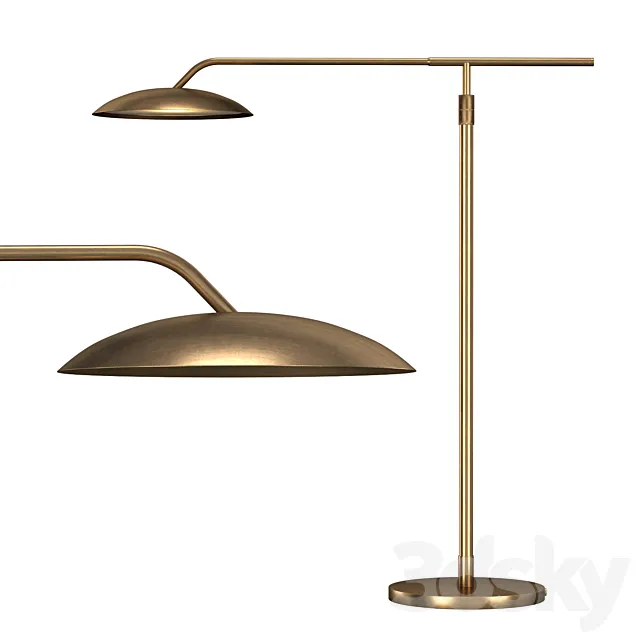 ASHER FLOOR LAMP - ANTIQUED BRASS 3D Model