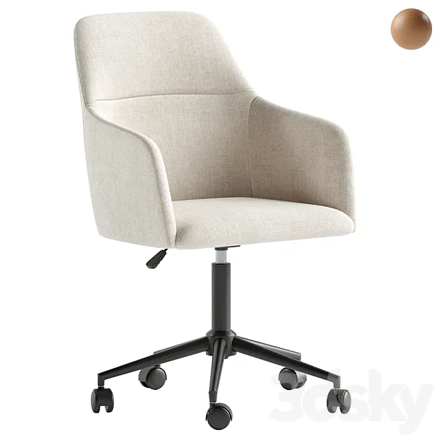 Asher Upholstered Swivel Desk Chair 3D Model