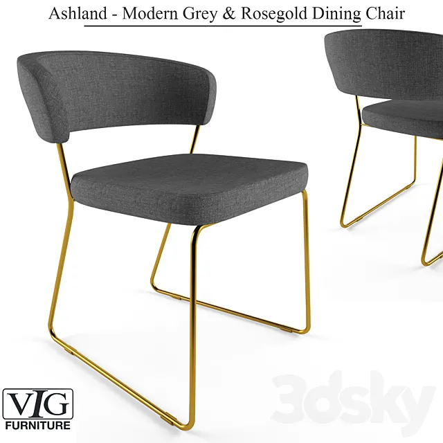 Ashland - Modern Gray & Rosegold Dining Chair Free Download