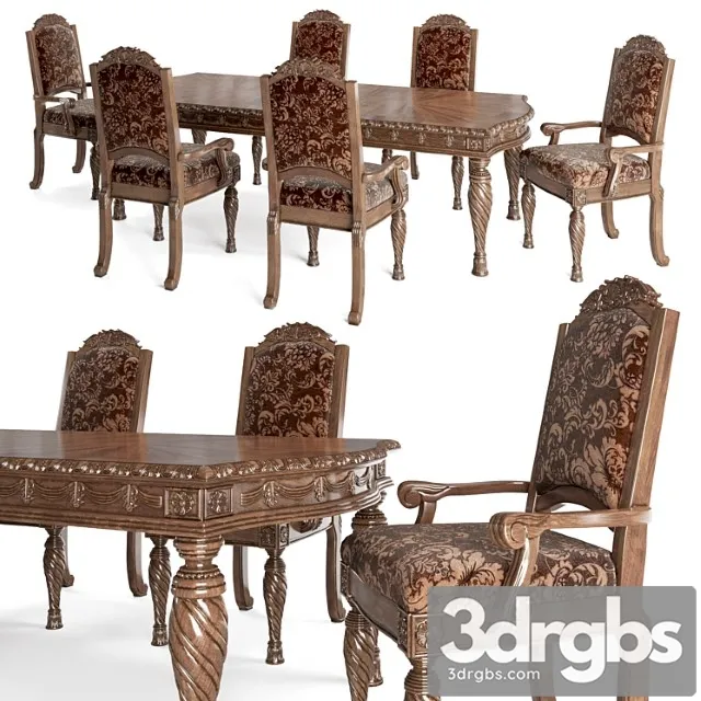 Ashley north shore dining room chair-table 2 3D Model Free