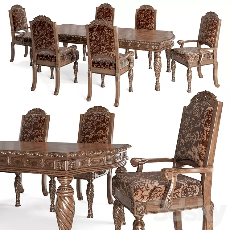 Ashley North Shore Dining Room chair-table 3D Model