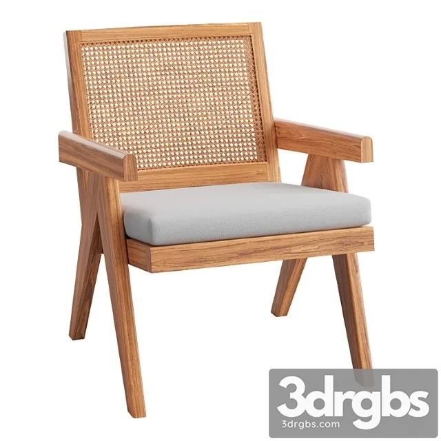 Ashton caned teak accent chair 3D Model Free