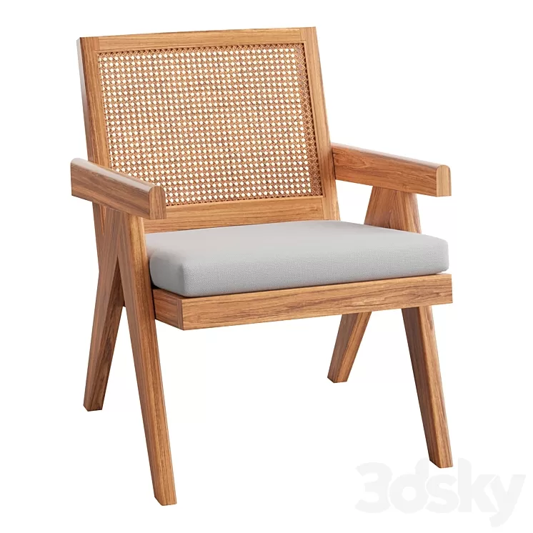 Ashton Caned Teak Accent Chair 3D Model Free