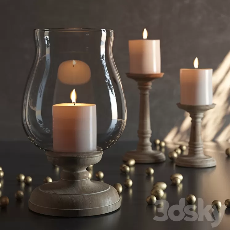 Ashton Wood Candlesticks 3D Model