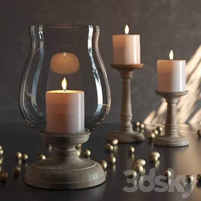 Ashton Wood Candlesticks 3DModel