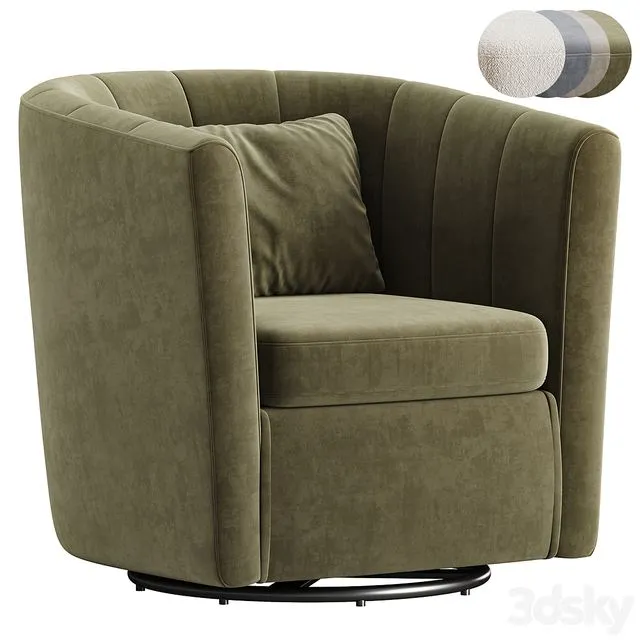 Ashworth Upholstered Swivel Barrel Chair 3D Model