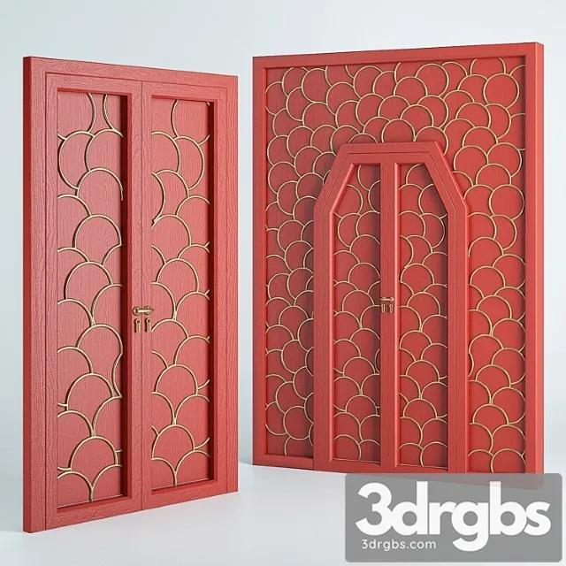 Asian door 3D Model Free