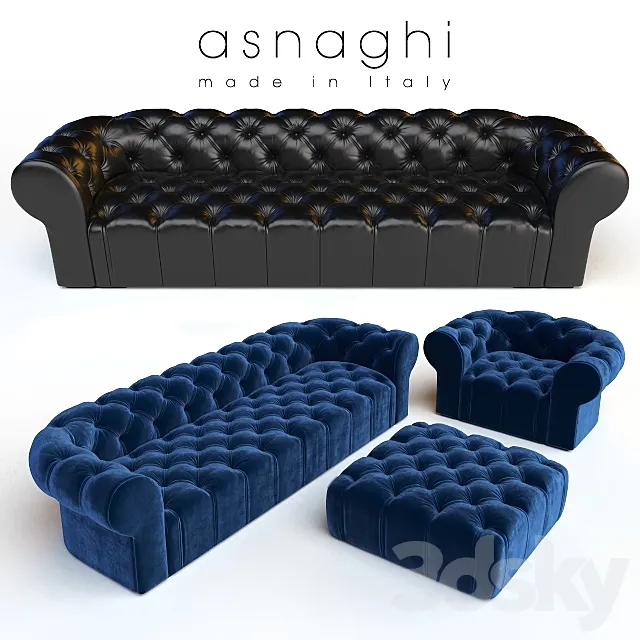 Asnaghi Magnum sofa & armchair & pouf 3DModel