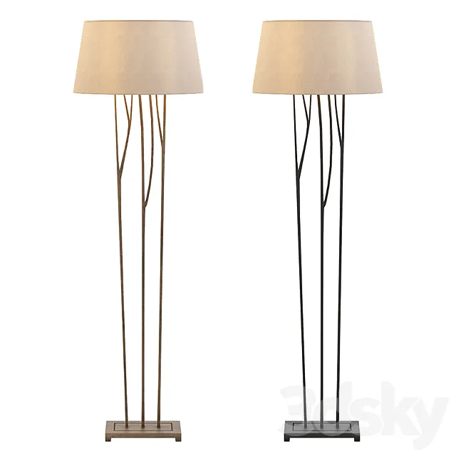 Aspen Floor Lamp with Natural Paper Shade 3D Model