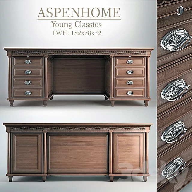 Aspenhome Young Classics Executive Desk 3DModel
