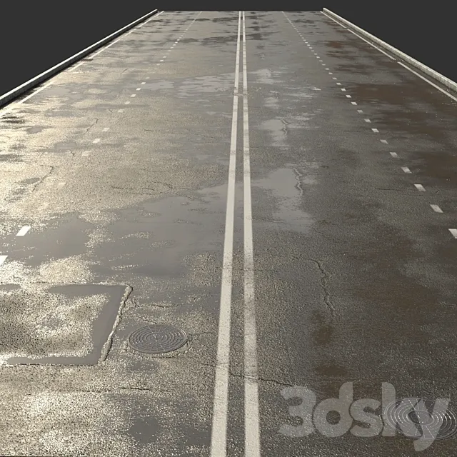 Asphalt with puddles Free Download
