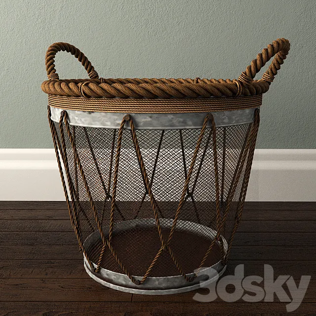 Assorted Metal Burlap Basket 3D Model