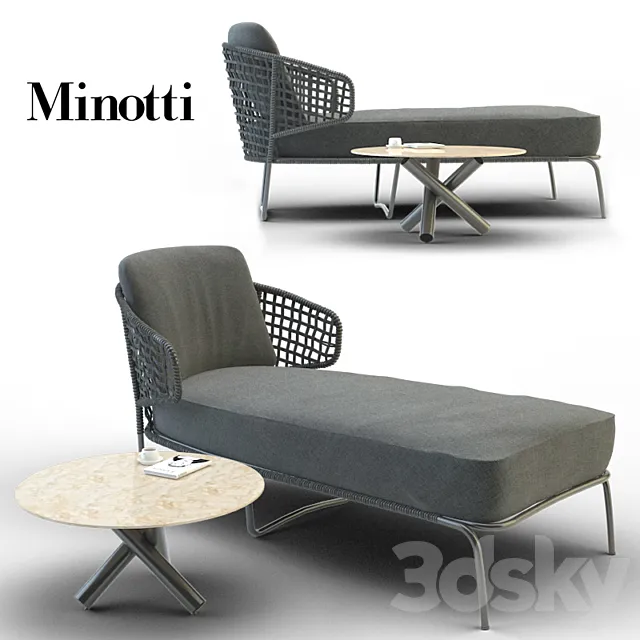 Aston Cord Outdoor Chaiselongue 3D Model