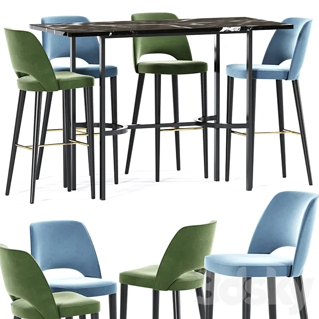Astor Bar Stool And Bar Table 3D Model