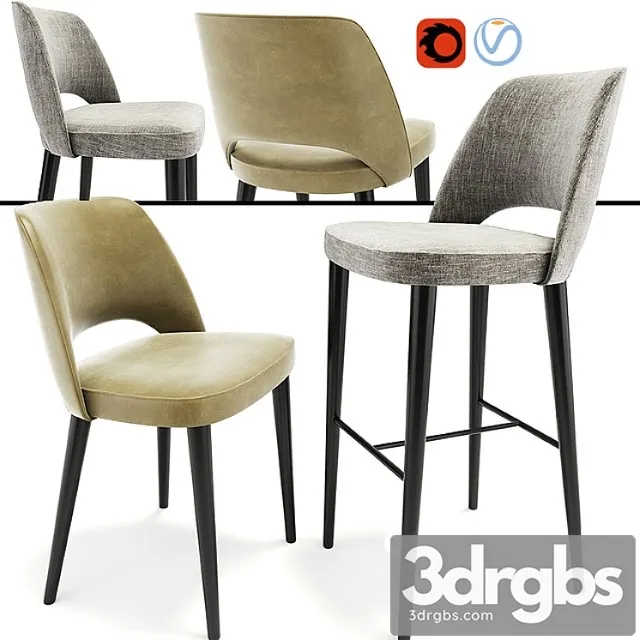 Astor dining chair and bar stool 2 3D Model Free