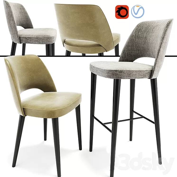Astor Dining Chair And Bar Stool 3D Model