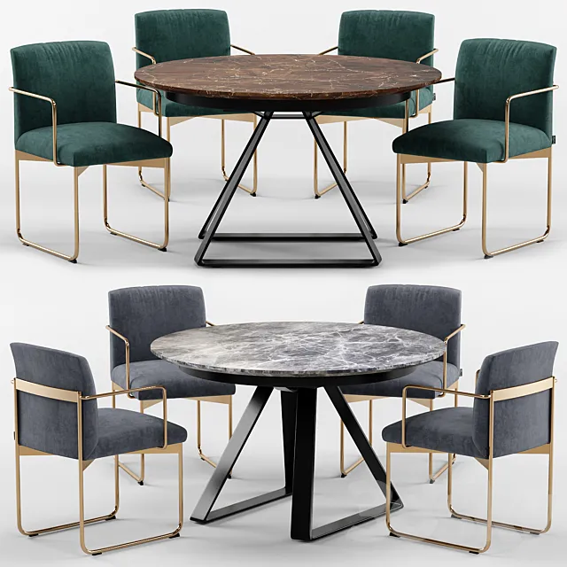 Atlante table and Gala chair - Calligaris 3D Model