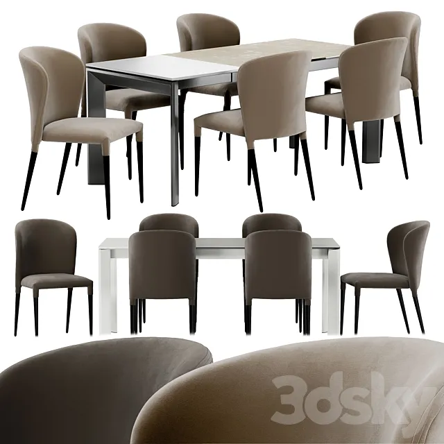 Atta dining table and Avrora chair 3D Model