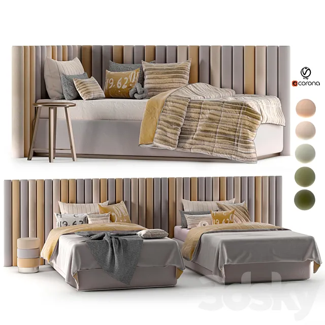 attached and day bed set30 3D Model