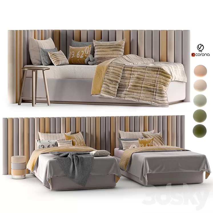 attached and day bed set30 3D Model