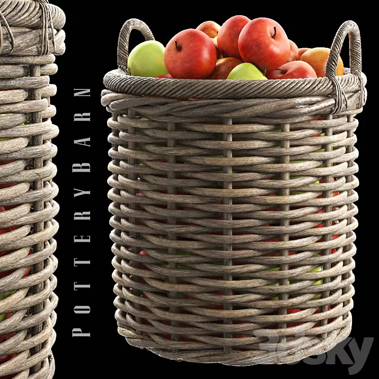 Aubrey Woven Tote Basket Potterybarn 3D Model