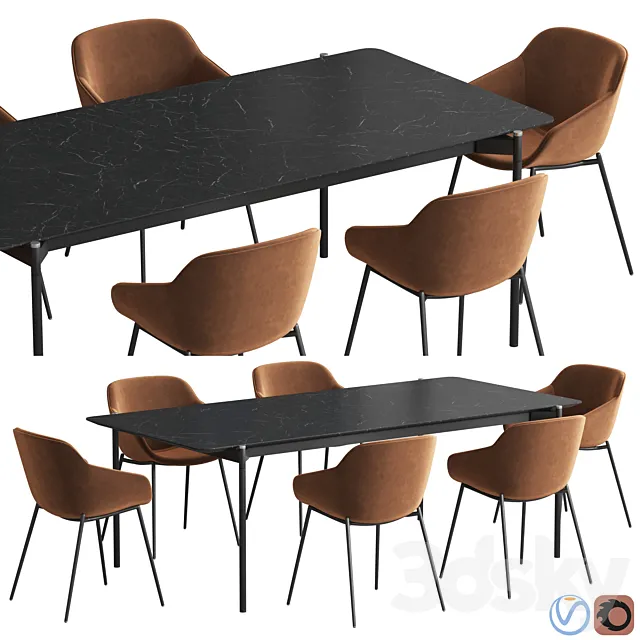 Augusta table Vienna chair Boconcept 3D Model