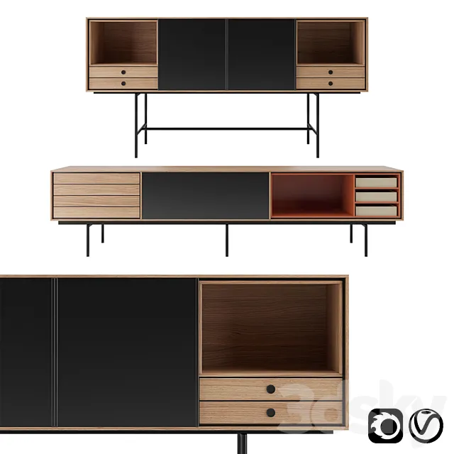 Aura Sideboard with adjustable front panel by Treku 3DModel