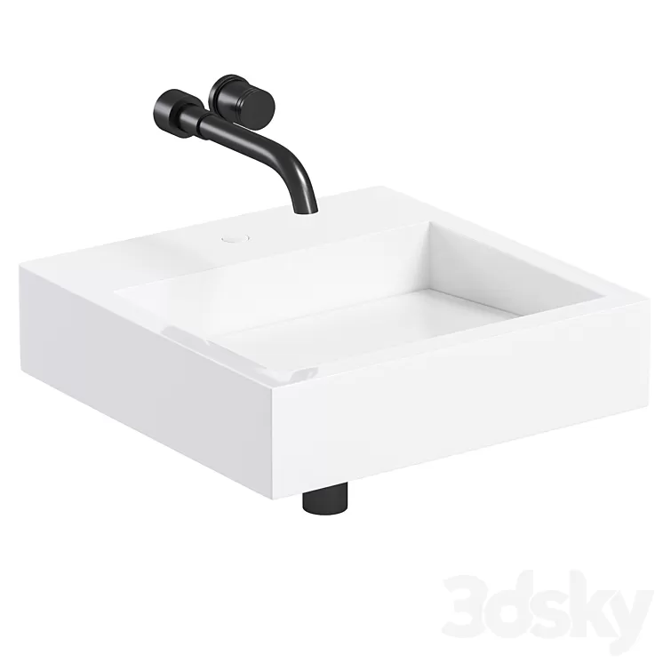 AURA WALL HUNG STONE BASIN 3D Model Free