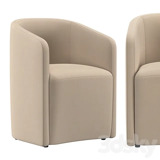 AURELIE BARRELBACK FABRIC ARMCHAIR 3D Model