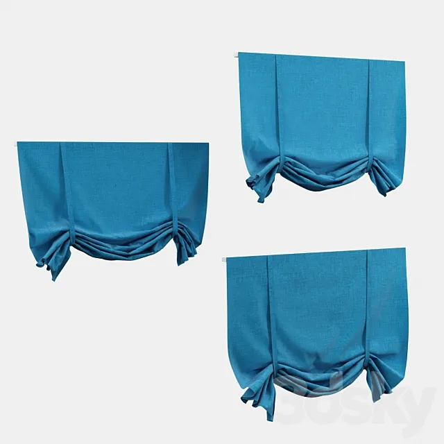 Austrian curtain (blue) 3DModel