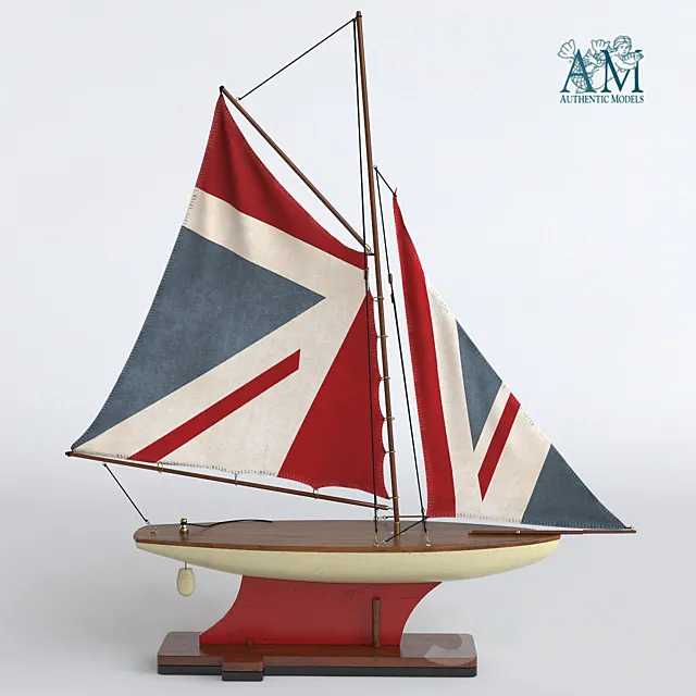 Authentic Models British Navy Union Jack Flag Pond Yacht 3D Model