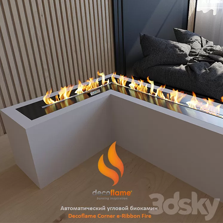 Automatic corner Bio Fireplace Decoflame Corner e-Ribbon Fire 3D Model